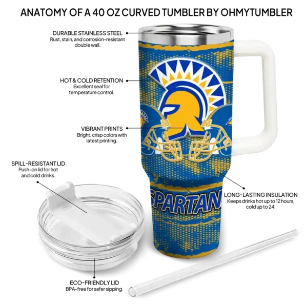 customized san jose state spartans honey streaks blue curved tumbler new arrival.webp