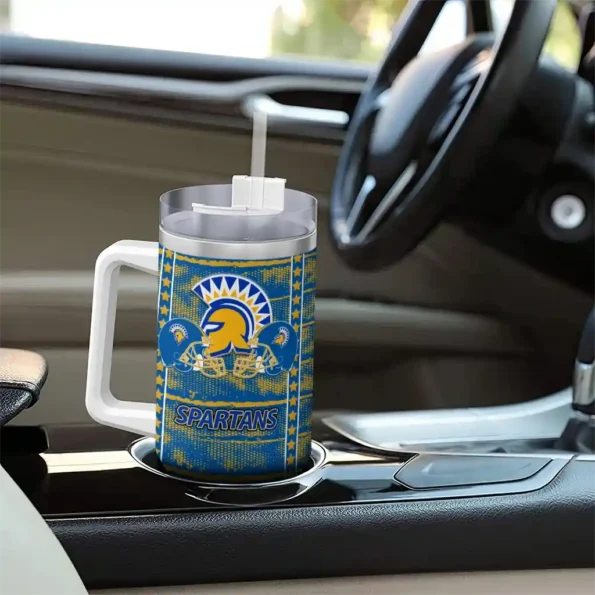 customized san jose state spartans honey streaks blue curved tumbler trendy.webp