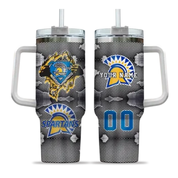 customized san jose state spartans superman shield blue gray curved tumbler best selling.webp