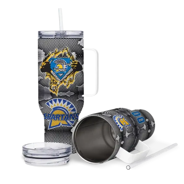 customized san jose state spartans superman shield blue gray curved tumbler high quality.webp