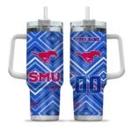 customized smu mustangs bold diamonds blue curved tumbler best selling.webp