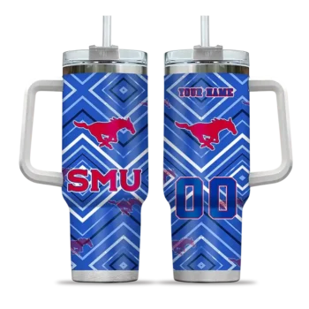 customized smu mustangs bold diamonds blue curved tumbler best selling.webp