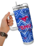 customized smu mustangs bold diamonds blue curved tumbler best selling.webp