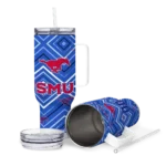 customized smu mustangs bold diamonds blue curved tumbler best selling.webp