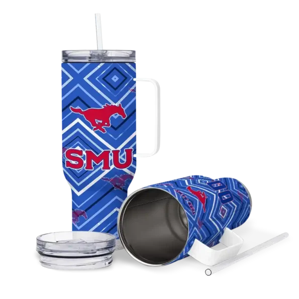 customized smu mustangs bold diamonds blue curved tumbler high quality.webp