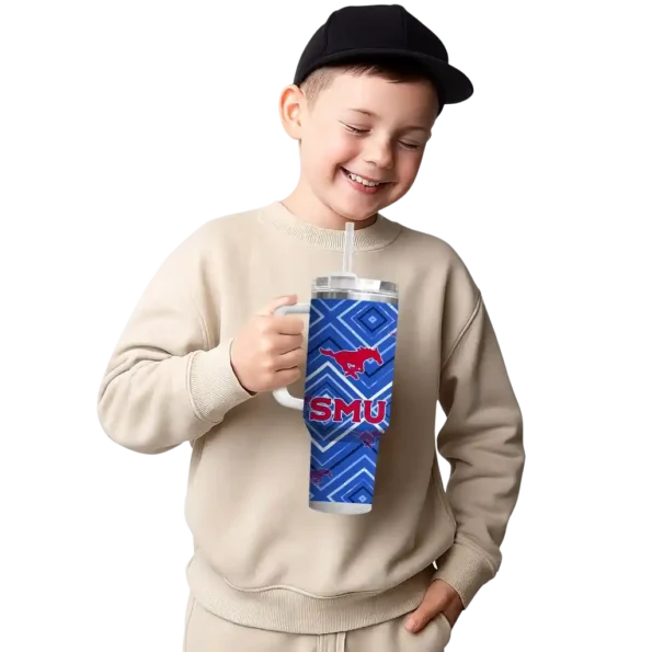 customized smu mustangs bold diamonds blue curved tumbler latest model.webp