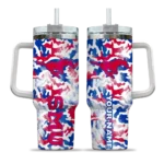 customized smu mustangs camo mashup blue white curved tumbler best selling.webp