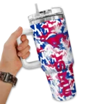 customized smu mustangs camo mashup blue white curved tumbler best selling.webp