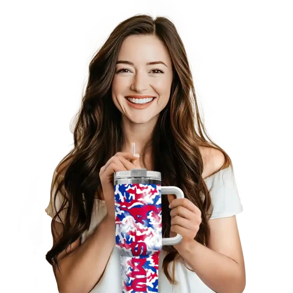 customized smu mustangs camo mashup blue white curved tumbler premium grade.webp