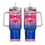 customized smu mustangs gradient dots blue curved tumbler best selling.webp