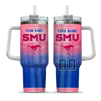 customized smu mustangs gradient dots blue curved tumbler best selling.webp