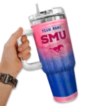 customized smu mustangs gradient dots blue curved tumbler best selling.webp