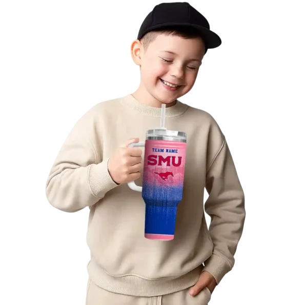 customized smu mustangs gradient dots blue curved tumbler latest model.webp