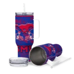 customized smu mustangs honey streaks blue curved tumbler best selling.webp