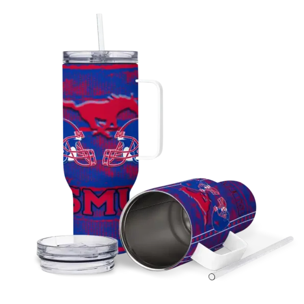 customized smu mustangs honey streaks blue curved tumbler high quality.webp