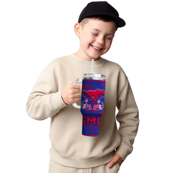 customized smu mustangs honey streaks blue curved tumbler latest model.webp