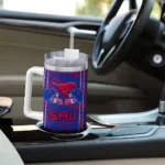 customized smu mustangs honey streaks blue curved tumbler best selling.webp