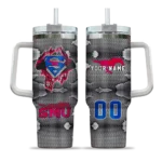 customized smu mustangs superman shield blue gray curved tumbler best selling.webp