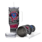 customized smu mustangs superman shield blue gray curved tumbler best selling.webp
