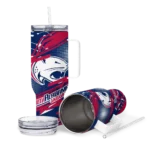 customized south alabama jaguars abstract paths blue curved tumbler best selling.webp