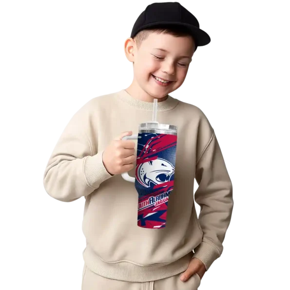 customized south alabama jaguars abstract paths blue curved tumbler latest model.webp