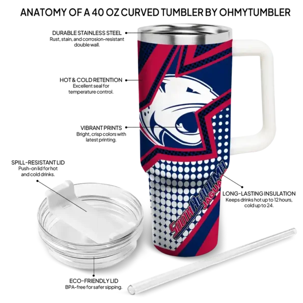 customized south alabama jaguars arrow burst blue curved tumbler new arrival.webp
