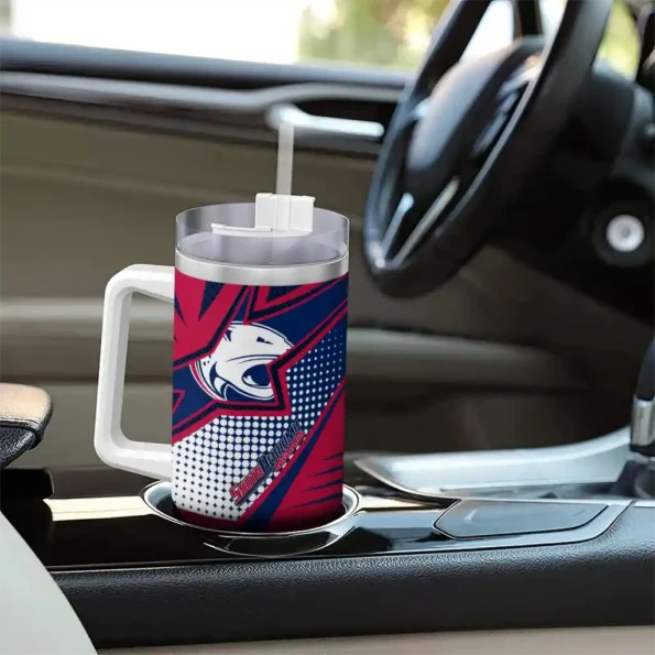 customized south alabama jaguars arrow burst blue curved tumbler trendy.webp