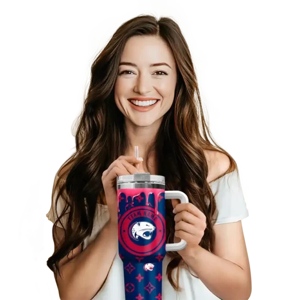 customized south alabama jaguars bullseye drips blue curved tumbler premium grade.webp