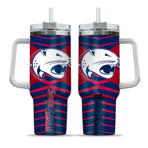 customized south alabama jaguars chevron layers blue curved tumbler best selling.webp