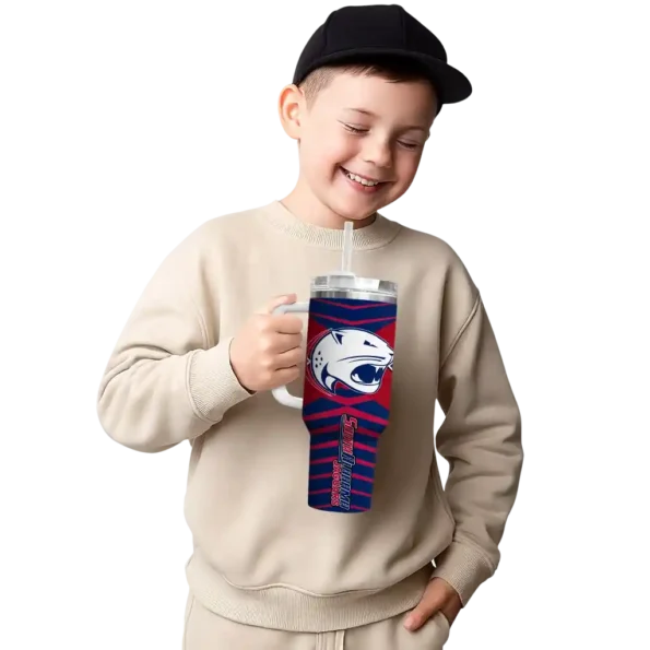 customized south alabama jaguars chevron layers blue curved tumbler latest model.webp