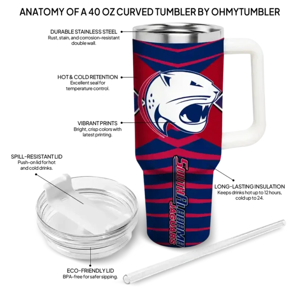customized south alabama jaguars chevron layers blue curved tumbler new arrival.webp