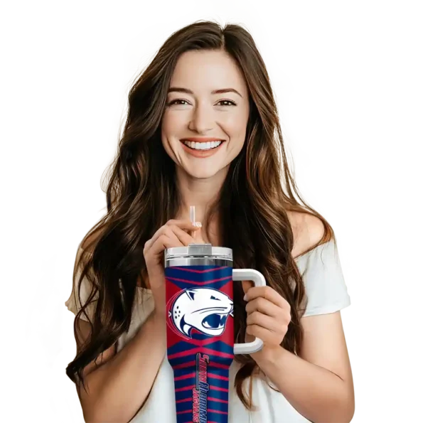 customized south alabama jaguars chevron layers blue curved tumbler premium grade.webp