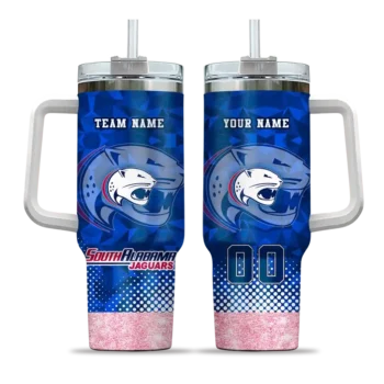 customized south alabama jaguars geometric prism blue curved tumbler best selling.webp