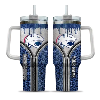 customized south alabama jaguars leopard zipper blue curved tumbler best selling.webp