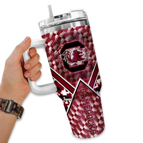 customized south carolina gamecocks chevron angle garnet curved tumbler fashion forward.webp