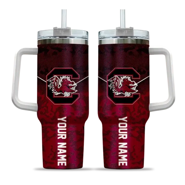 customized south carolina gamecocks chevron stripe garnet curved tumbler best selling.webp