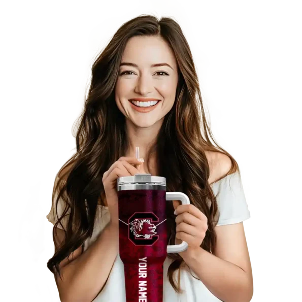 customized south carolina gamecocks chevron stripe garnet curved tumbler premium grade.webp