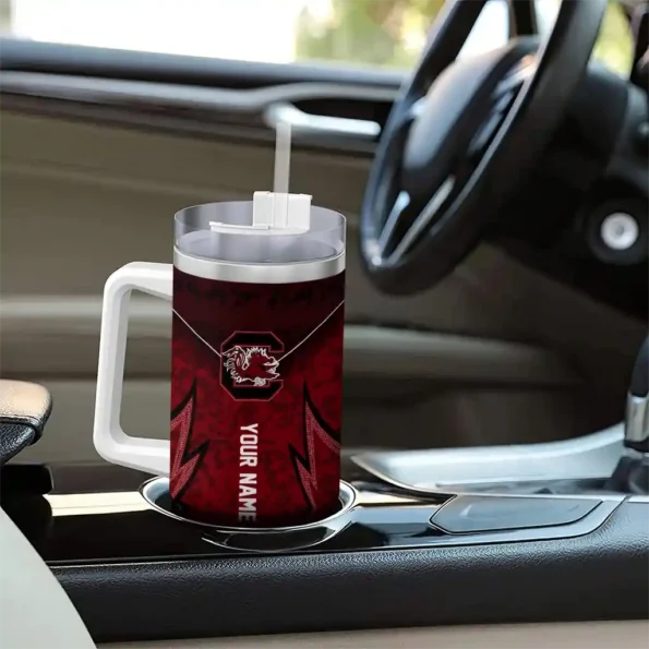 customized south carolina gamecocks chevron stripe garnet curved tumbler trendy.webp