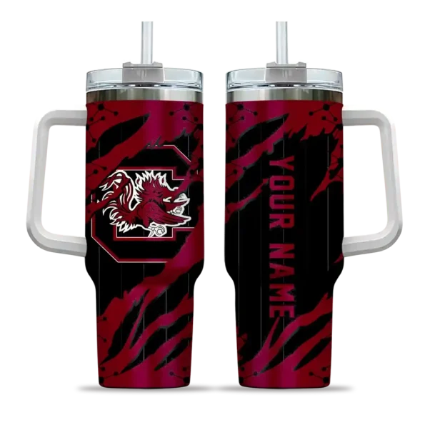 customized south carolina gamecocks claw cut garnet black curved tumbler best selling.webp
