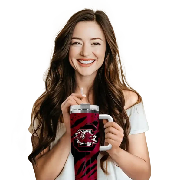 customized south carolina gamecocks claw cut garnet black curved tumbler premium grade.webp
