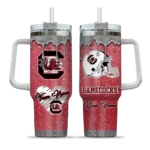 customized south carolina gamecocks heart helmet motif garnet curved tumbler best selling.webp