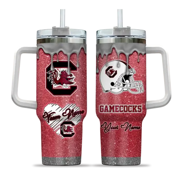 customized south carolina gamecocks heart helmet motif garnet curved tumbler best selling.webp