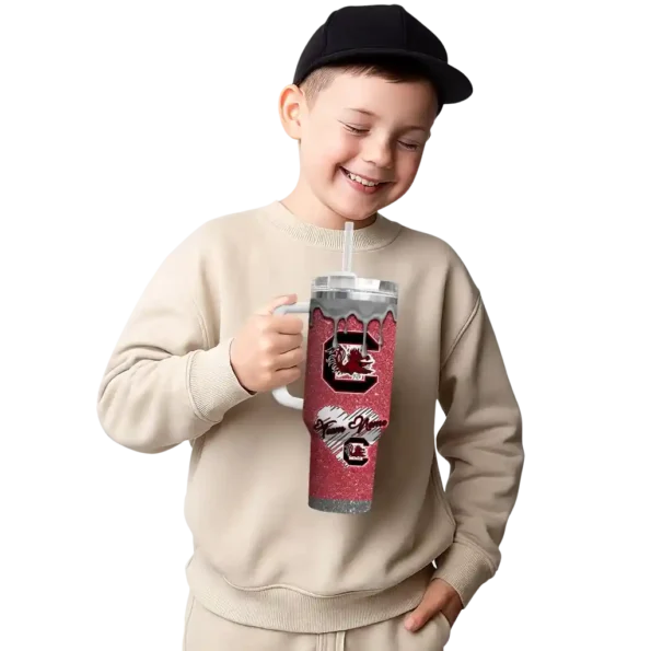 customized south carolina gamecocks heart helmet motif garnet curved tumbler latest model.webp