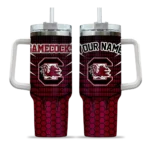 customized south carolina gamecocks hex texture garnet curved tumbler best selling.webp