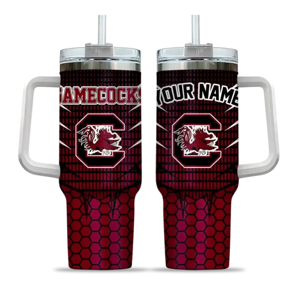 customized south carolina gamecocks hex texture garnet curved tumbler best selling.webp