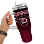 customized south carolina gamecocks hex texture garnet curved tumbler best selling.webp