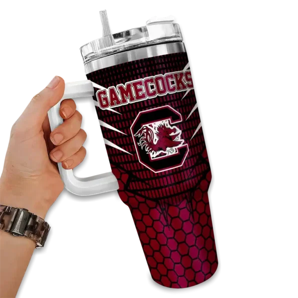 customized south carolina gamecocks hex texture garnet curved tumbler fashion forward.webp