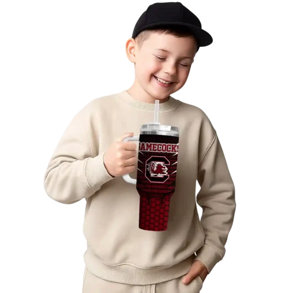 customized south carolina gamecocks hex texture garnet curved tumbler latest model.webp