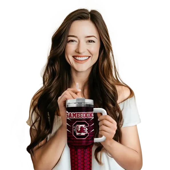 customized south carolina gamecocks hex texture garnet curved tumbler premium grade.webp