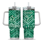 customized south florida bulls bold diamonds green curved tumbler best selling.webp